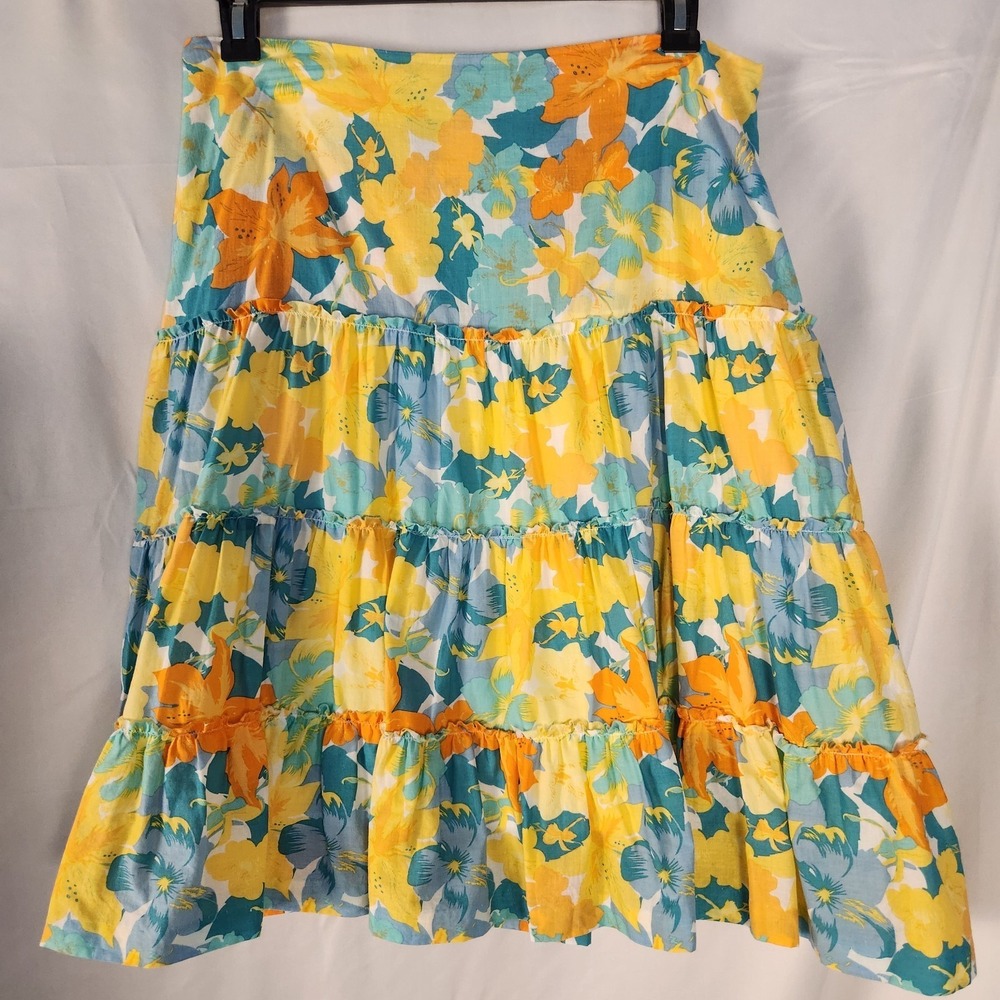 Nicole Miller Spring/Summer Floral Cottagecore/Indie/Y2K Tiered Skirt 14 - Picture 4 of 10